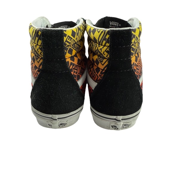 Vans Sk8 Hi Shoes Mens 8.5 Black Logo Flame Lace Up Hi Top Casual - Picture 6 of 10